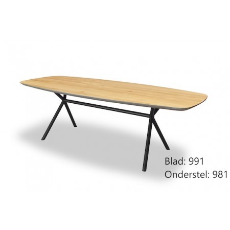 Table ovale en bois massif et bois MDF noyer Tahina L 190 cm