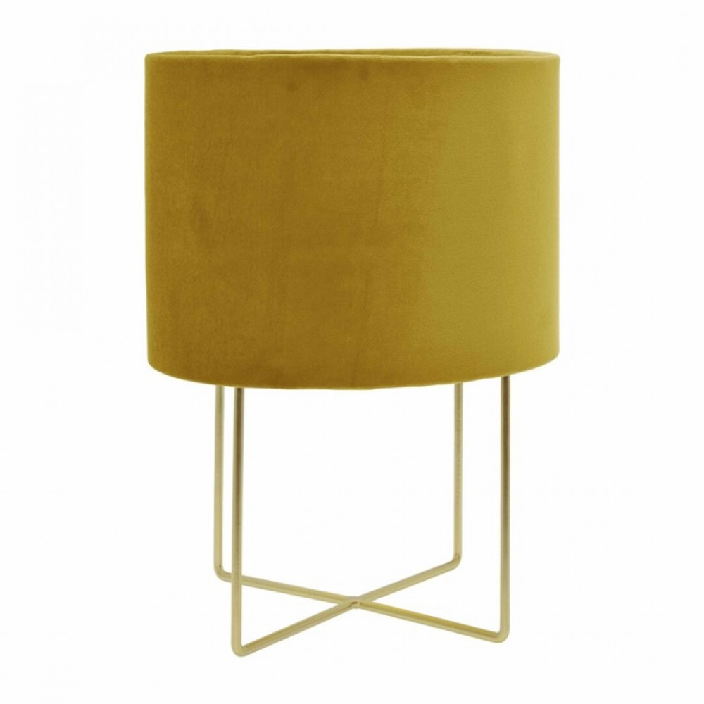 Table lamp in velvet D24xH32 yellow mustard color